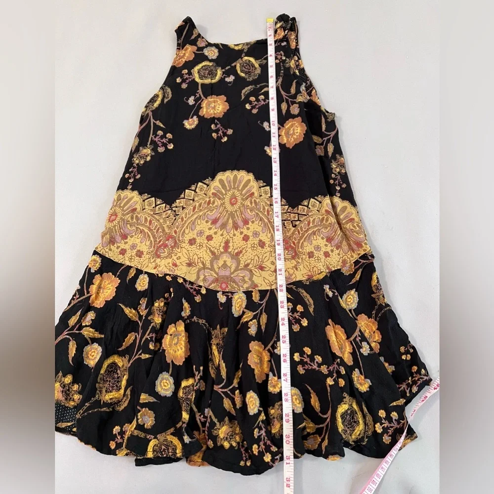 Free People Women‎ Dobby Dot Flouncy Hem Slip Dress Black Combo  Sz XS